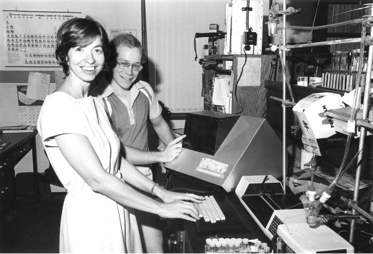 Marye Anne Fox and Gary Reitz posing together, both smiling, in a professional setting.