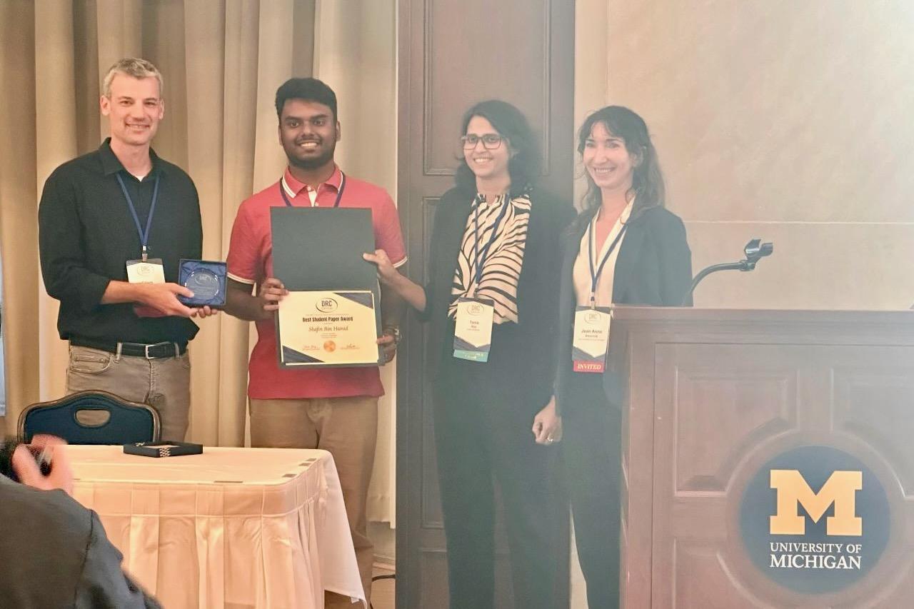 PhD student Shafin Bin Hamid from Jean Anne Incorvia’s group received the top student presentation award at the 2026 Device Research Conference (DRC)